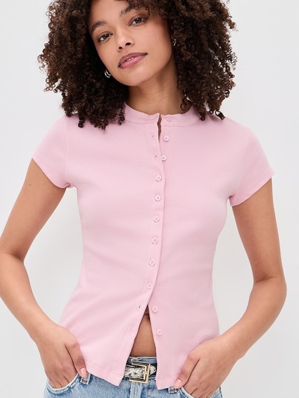 Reformation Raelynn top in baby pink